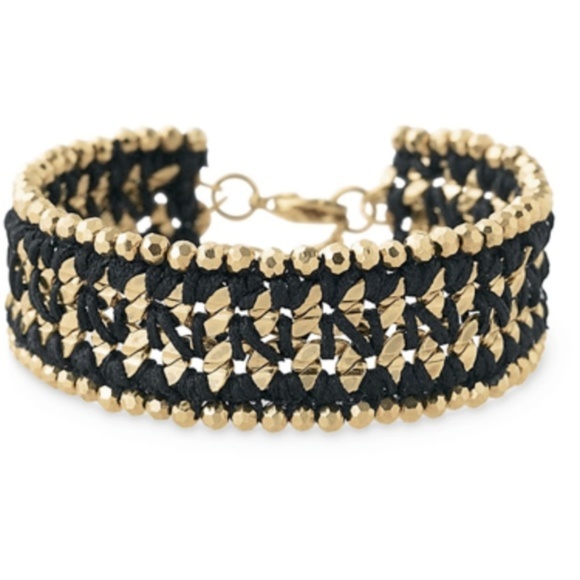 Stella & Dot | *RARE*Dainty Shimmering Gold Bracelet Retired Black/Gold … - Picture 3 of 7